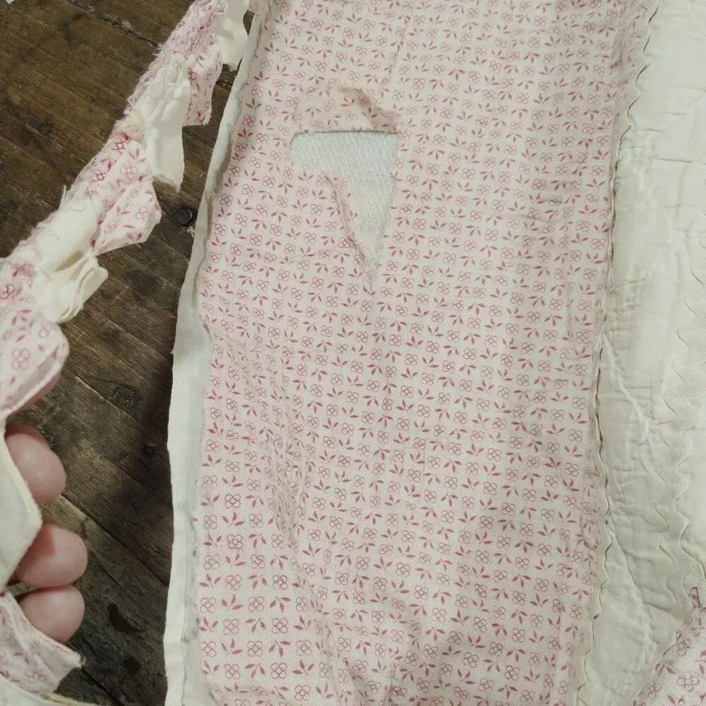 Vintage Hand Stitched Quilt Baby Blanket Farm Handmade 39